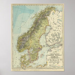 Zweden, Noorwegen, Denemarken Poster