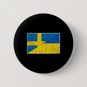 Zweden Oekraine Vlag Zweeds Oekraïense Nationalite Ronde Button 5,7 Cm
