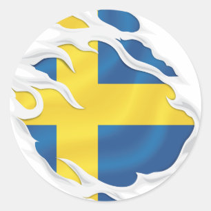 Zweden Ripped Flag Classic Round Sticker