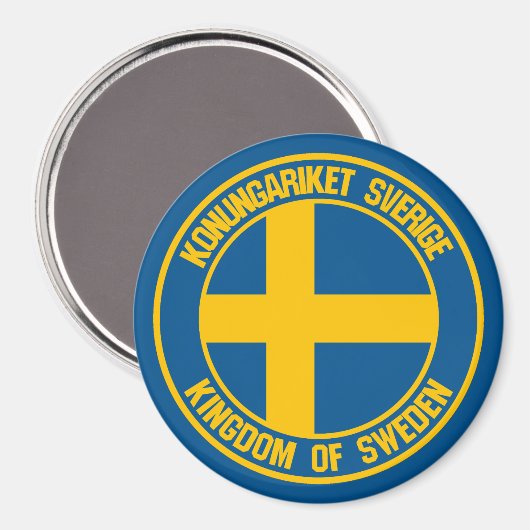 Zweden Round Emblem Magneet (Voorkant / Achterkant)