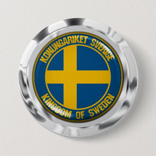 Zweden Round Emblem Ronde Button 7,6 Cm (Voorkant)