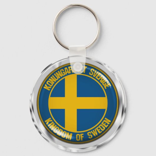Zweden Round Emblem Sleutelhanger (Voorkant)