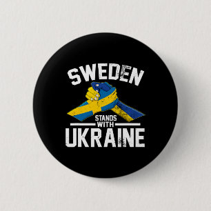 Zweden Staat Met Oekraine Oekraïense Zweedse Vlag Ronde Button 5,7 Cm