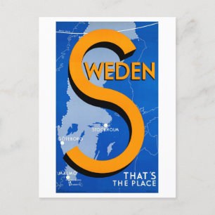 Zweden "That's the Place" Reisposter Briefkaart