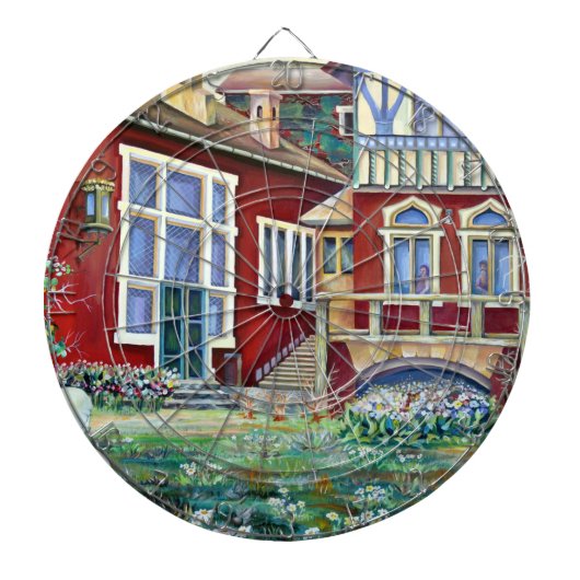Zweden, traditioneel landschap dartbord (Voorkant)
