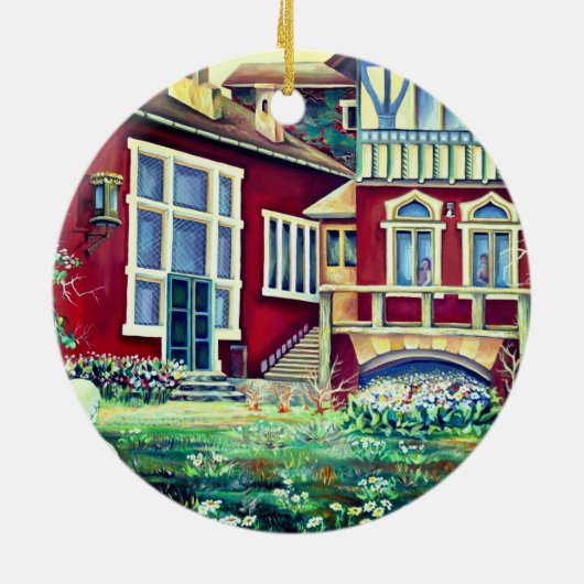 Zweden, traditioneel landschap keramisch ornament (Achterkant)