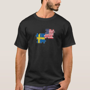 Zweden USA Love Roots Zweedse Amerikaanse vlag T-shirt