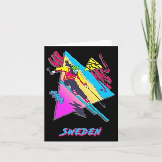 Zweden Vibrant Retro Abstract Skiontwerp Kaart (Voorkant)