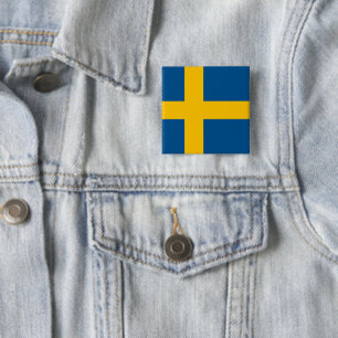 Zweden Vierkante Button 5,1 Cm