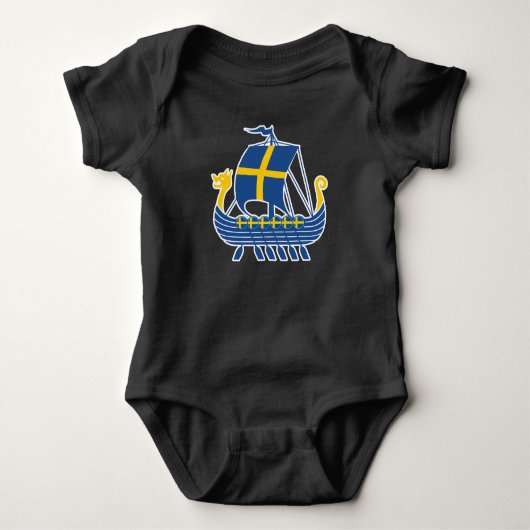 Zweden Viking Ship Gift Valhalla Swedish Viking Romper (Voorkant)