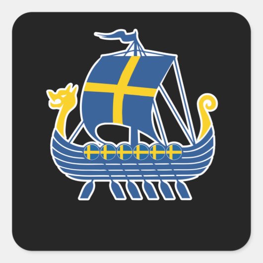 Zweden Viking Ship Gift Valhalla Swedish Viking Vierkante Sticker (Voorkant)