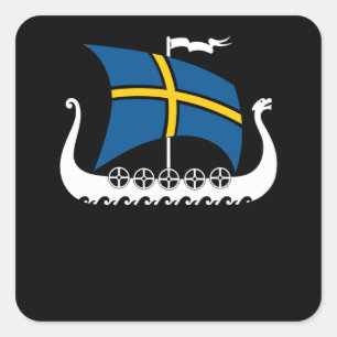 Zweden Viking Ship Valhalla Swedish Viking Ship Vierkante Sticker