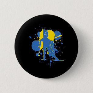 Zweden Vlag Biatlonist - Zweeds Biatlon 1 Ronde Button 5,7 Cm