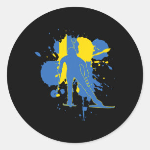 Zweden Vlag Biatlonist - Zweeds Biatlon 1 Ronde Sticker