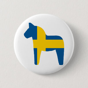 Zweden vlag Dala Horse Ronde Button 5,7 Cm