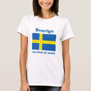Zweden Vlag + Kaart + Tekst T-shirt