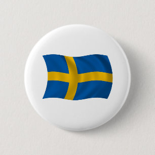 Zweden Vlag Knop Ronde Button 5,7 Cm
