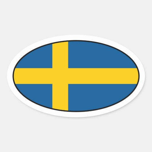 Zweden Vlag Ovale Sticker (Voorkant)