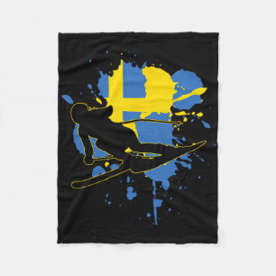 Zweden Vlag Skiër - Zweeds alpineskiën Fleece Deken