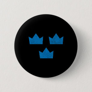 Zweden Vlag Tee Drie Kronen Sverige Zweeds Hockey Ronde Button 5,7 Cm