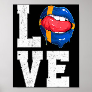 Zweden Vlag Voetbal Fan Liefde Zweed T Shirt Poster