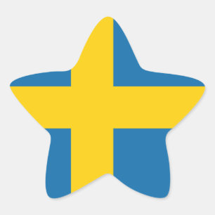 Zweden Vlag x20 stickers zweedse ster vormige vlag