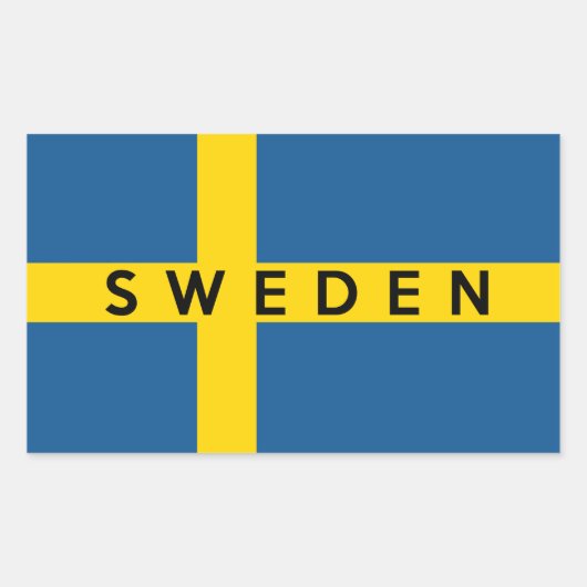 zweden vlaggenstaatsymbool naam tekst rechthoekige sticker (Voorkant)