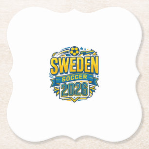 Zweden Voetbal 2026 Voetbal Vet Land Typografie Kartonnen Onderzetters