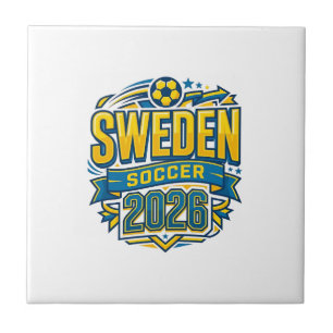 Zweden Voetbal 2026 Voetbal Vet Land Typografie Tegeltje