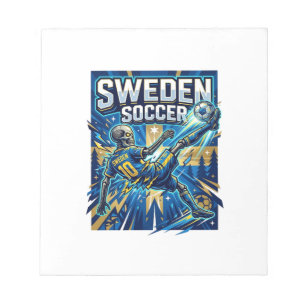 Zweden Voetbal Skelet Aanvaller Naties Poster Stij Notitieblok