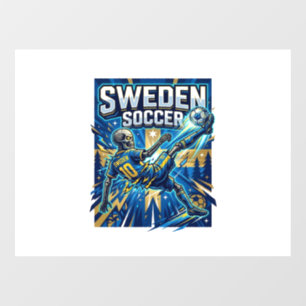Zweden Voetbal Skelet Aanvaller Naties Poster Stij Raamsticker