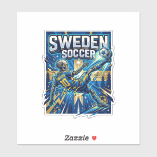 Zweden Voetbal Skelet Aanvaller Naties Poster Stij Sticker
