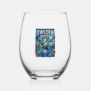 Zweden Voetbal Skelet Aanvaller Naties Poster Stij Wijnglas Zonder Voet