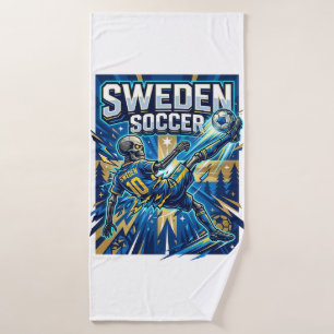 Zweden Voetbal Skelet Spits Landen Poster Stijl Badhanddoek
