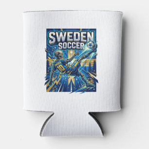Zweden Voetbal Skelet Spits Landen Poster Stijl Blikjeskoeler