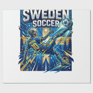 Zweden Voetbal Skelet Spits Landen Poster Stijl Cadeaupapier