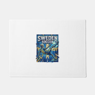 Zweden Voetbal Skelet Spits Landen Poster Stijl Deurmat