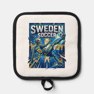 Zweden Voetbal Skelet Spits Landen Poster Stijl Pannenlap