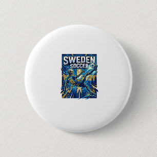 Zweden Voetbal Skelet Spits Landen Poster Stijl Ronde Button 5,7 Cm