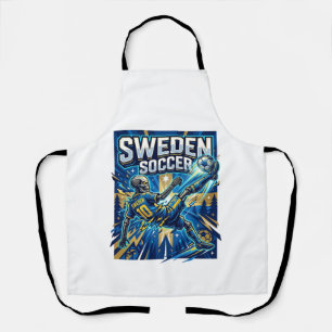 Zweden Voetbal Skelet Spits Landen Poster Stijl Schort