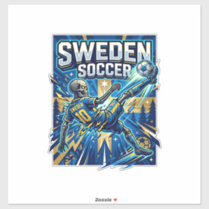 Zweden Voetbal Skelet Spits Landen Poster Stijl Sticker