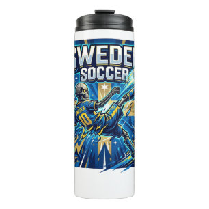 Zweden Voetbal Skelet Spits Landen Poster Stijl Thermosbeker