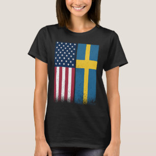Zweden Zweedse Amerikaanse vlaggen Trots USA Zwede T-shirt