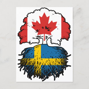 Zweden Zweedse Canadese vlag voor boomstammen Briefkaart