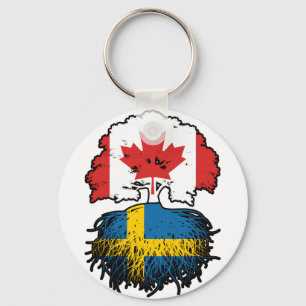 Zweden Zweedse Canadese vlag voor boomstammen Sleutelhanger