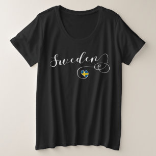 Zweden , zweedse vlag in een hart grote maat t-shirt