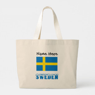 Zweden Zweedse Vlag Zwart Personalisatie Grote Tote Bag
