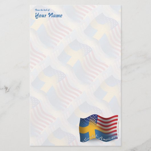 Zweeds-Amerikaanse golfvlag Briefpapier (Voorkant)