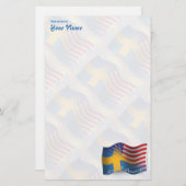 Zweeds-Amerikaanse golfvlag Briefpapier (Voorkant / Achterkant)