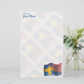 Zweeds-Amerikaanse golfvlag Briefpapier (Staand voorkant)